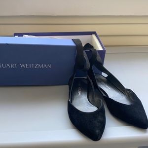 Stuart Weitzman suede lace-up flats